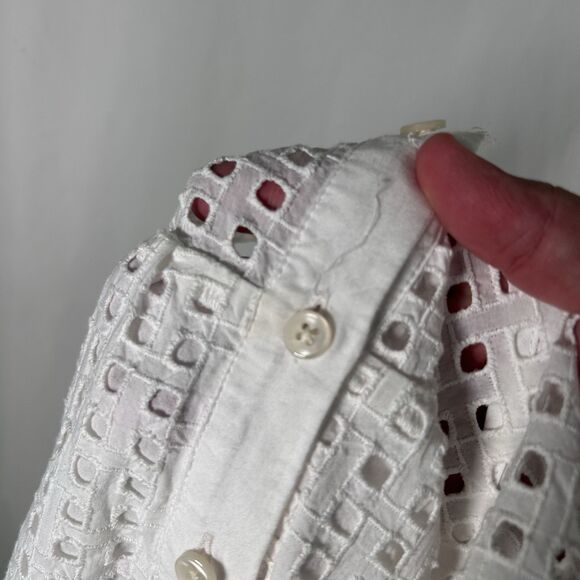 J. Crew Knee Length Dress Womens 0P Ivory Sleeveless Belted Button Up Round Neck - Picture 8 of 8